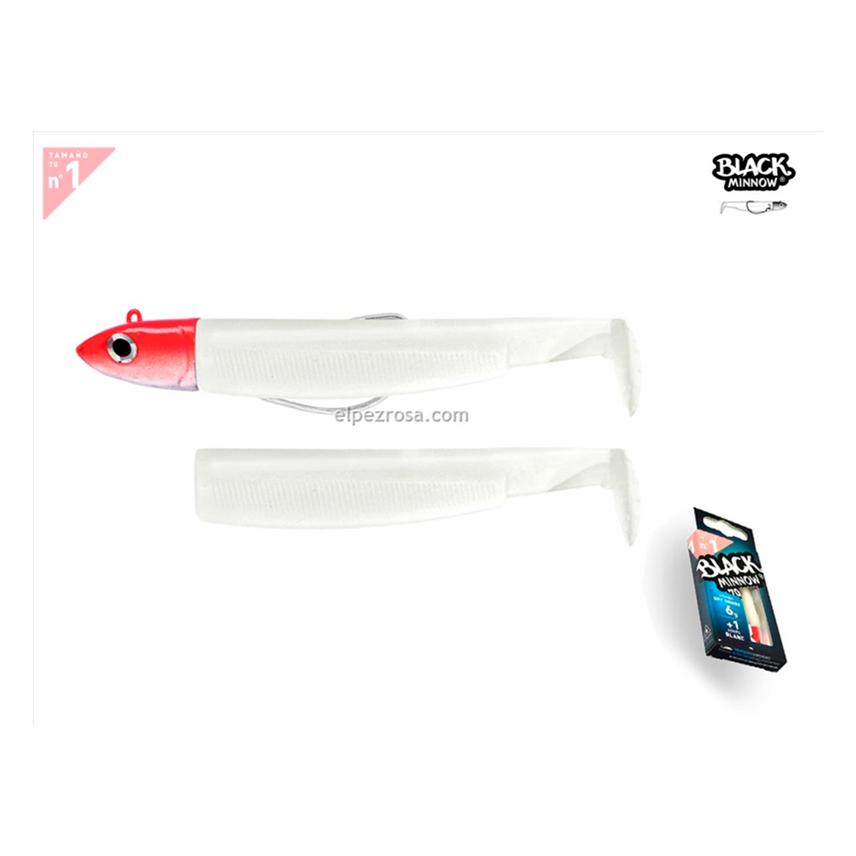 BLACK MINNOW 70 COMBO 6GR WHITE RED HEAD